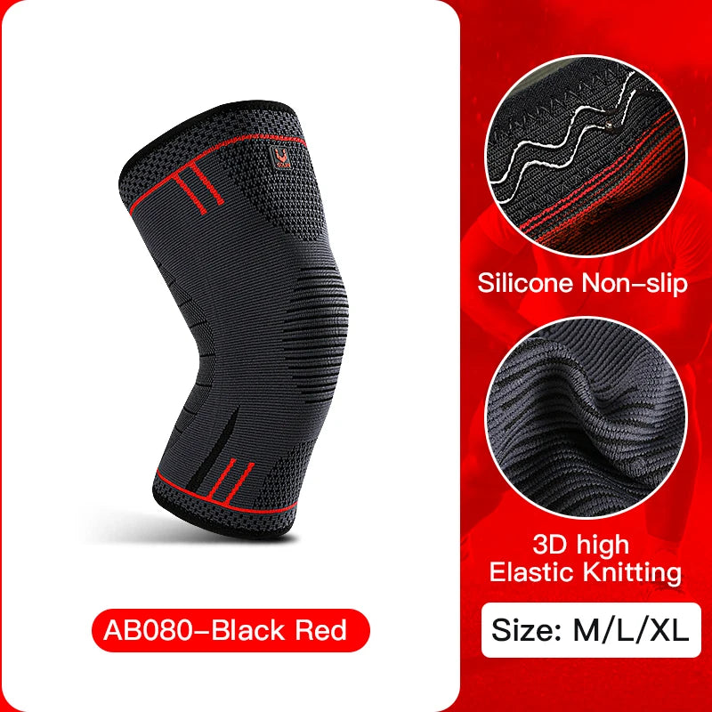 Compression Knee Support Sleeve Elastic Breathable Knee Pads Brace Springs Gym Sports Protector Basketball Volleyball Run