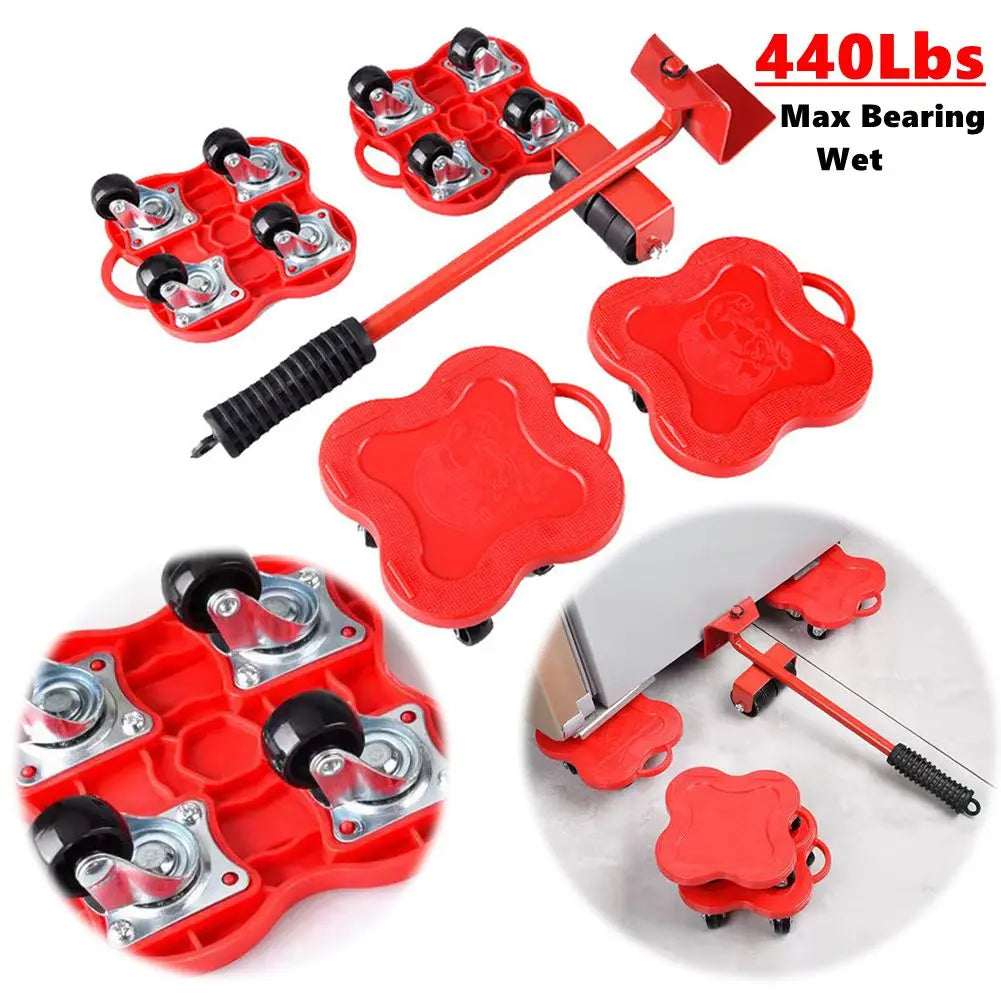 Elevador y transportador de muebles con ruedas, herramienta resistente para mover muebles, con mango ergonómico, elevador y deslizadores para facilitar el transporte.