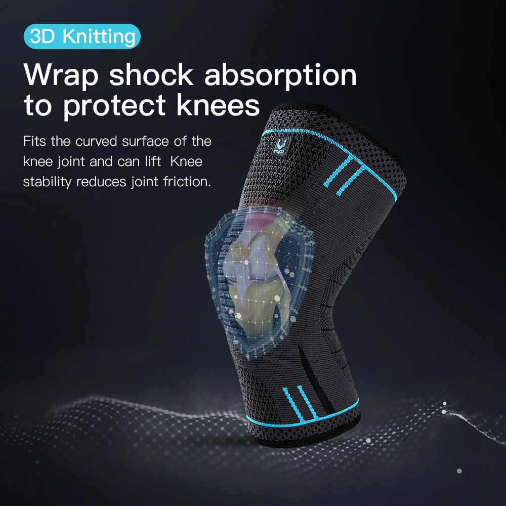Compression Knee Support Sleeve Elastic Breathable Knee Pads Brace Springs Gym Sports Protector Basketball Volleyball Run