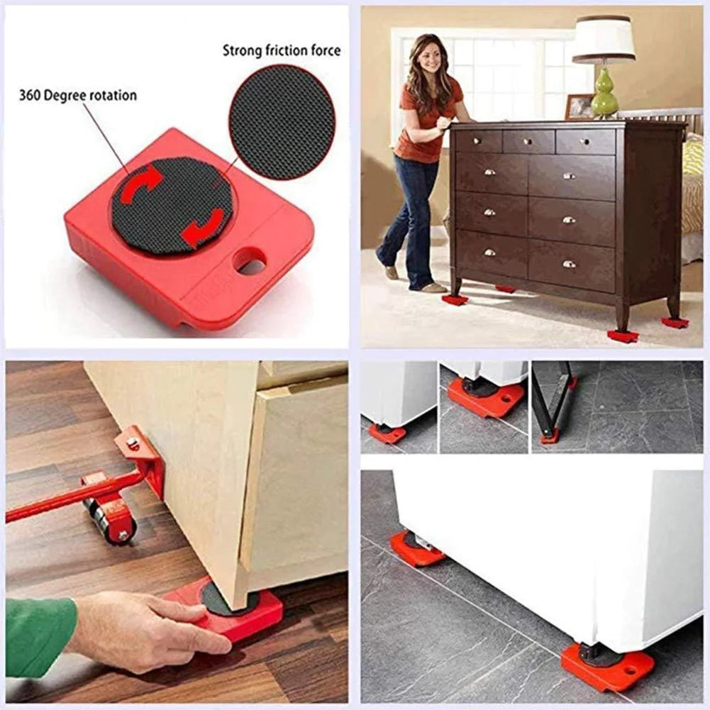 Elevador y transportador de muebles con ruedas, herramienta resistente para mover muebles, con mango ergonómico, elevador y deslizadores para facilitar el transporte.