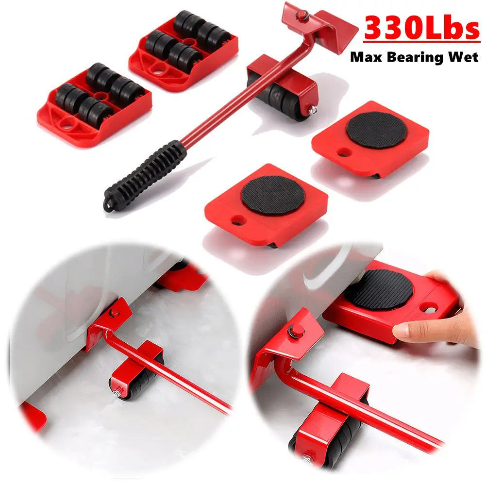 Elevador y transportador de muebles con ruedas, herramienta resistente para mover muebles, con mango ergonómico, elevador y deslizadores para facilitar el transporte.