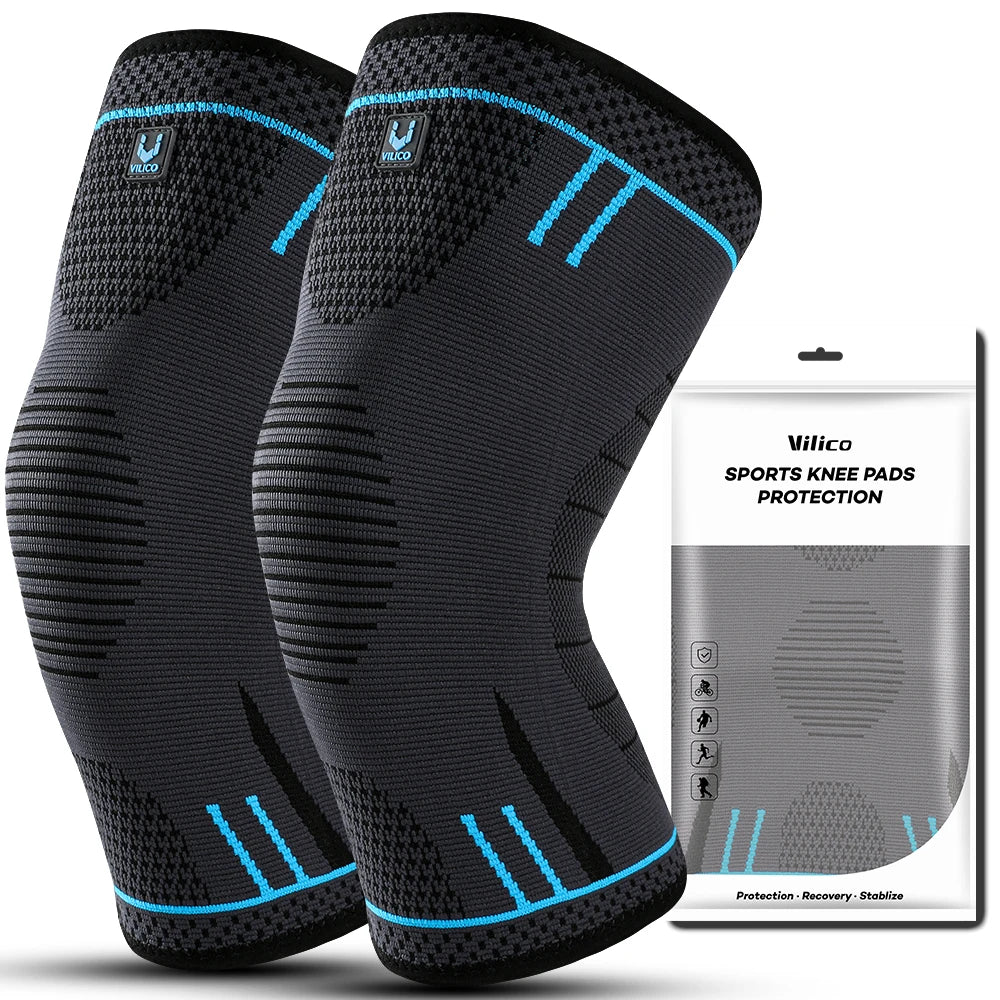 Compression Knee Support Sleeve Elastic Breathable Knee Pads Brace Springs Gym Sports Protector Basketball Volleyball Run