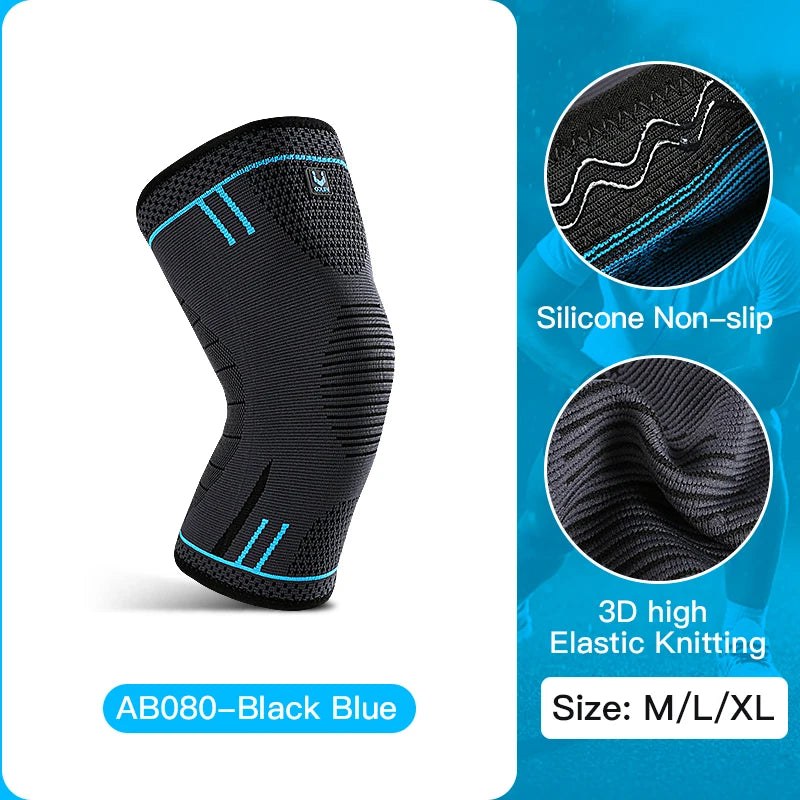 Compression Knee Support Sleeve Elastic Breathable Knee Pads Brace Springs Gym Sports Protector Basketball Volleyball Run