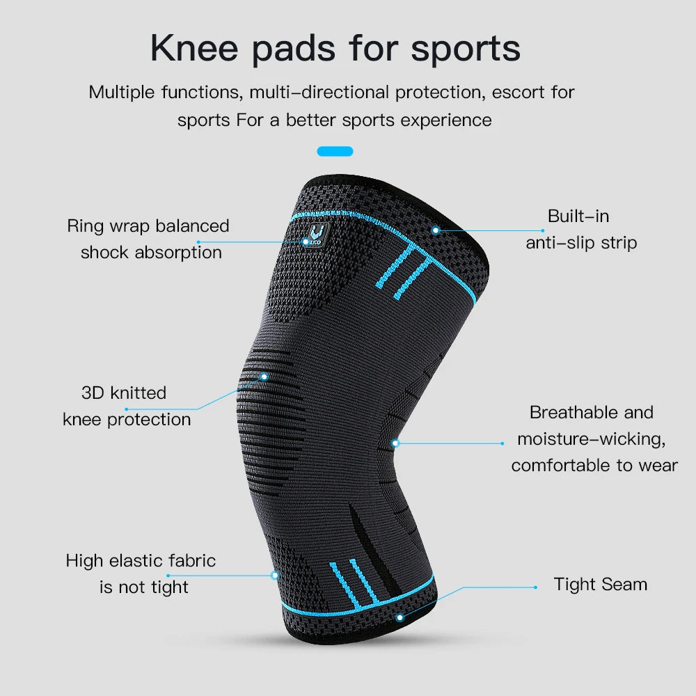 Compression Knee Support Sleeve Elastic Breathable Knee Pads Brace Springs Gym Sports Protector Basketball Volleyball Run